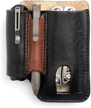 Made in USA Leather EDC Pouch | Leather Multitool Sheath/Holster for Men | Belt Clip/Pocket Organizer for Leatherman, Gerber & SOG Multitools | Knife/Multi Tool & Flashlight & Pen Holder