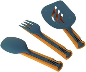 Jetboil Jetset Stowable Camping Utensil Set, Grey Orange