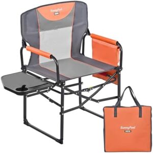 SUNNYFEEL Oversized Camping Directors Chair, Portable Folding Lawn Chairs for Adults Heavy Duty with Side Table,Pocket for Beach, Fishing,Picnic,Concert,Tailgating，Outdoor Foldable Camp Chair