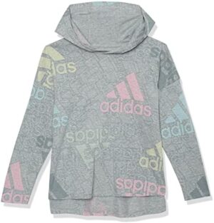 adidas Girls' Long Sleeve Hooded Graphic Tee