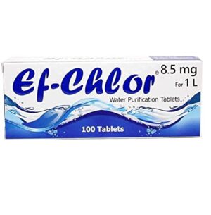 Ef-Chlor Water Purification Treatment 8.5 mg - Pack of 100 Tablets- Portable Drinking Water Treatment Ideal for Emergencies, Survival, Travel, and Camping (White, 0.52 Gallons - 1 Tablet)