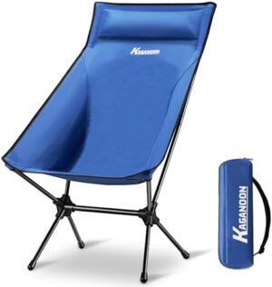 Camping Chair, Portable Camping Chair, Lightweight Foldable Chairs with Headrest and Carry Bag for Outdoor Camping, Hiking, Beach, Travel (Blue)