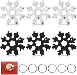 18-in-1 Snowflake Multitool Gifts for Men,6 Pack Stainless Steel Snowflake Multi-Tool Christmas Stocking Stuffers Gifts for Men Christmas Great Gifts (Multicolour)