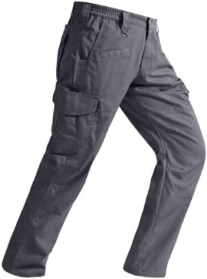 SPOSULEI Mens Tactical Pants Ripstop Cargo Work Pants with 9 Pockets Water Resistant Breathable Hiking Construction Pants