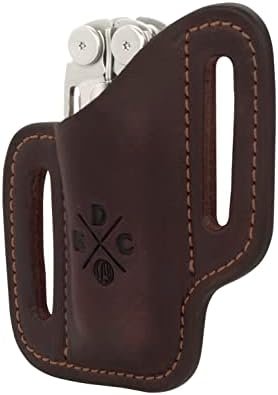 Multitool Sheath, Leather Case Pouch for Belts - Compatible with Full Size Leatherman, Gerber, SOG and Similar Sized Multitools - Canted, Easy Slide, Burgandy