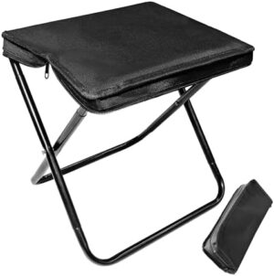 Camping Stool, Portable Folding Stool with Carry Bag, 12in Portable Folding Chair Collapsible Camp Stool Outdoor Footstool for Travel Walking Hiking Fishing Picnic Barbecue (Black)