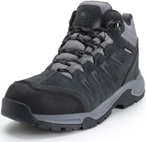 Men's Waterproof Hiking Boots Lightweight Comfortable Leather Mid Ankle Outdoor Trekking Boot