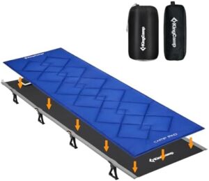 KingCamp Camping Cots for Adults,Folding Portable Ultralight Cots for Outdoors, Sleeping Cots with Pad for Backpacking Travel Hiking,Heavy Duty Indoor Base Camping Cot with Pillow,Lounging Cot Black