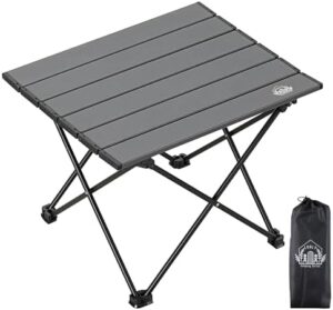 Portable Folding Camping Table, Small Compact Aluminum Beach Picnic Table, Lightweight Collapsible Outdoor Camp Tables That Folds & Rolls Up, Beach Gear Essentials Camp Accessories, Grey