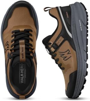 Mens Hiking Shoes for Plantar Fasciitis, Lightweight Waterproof Shoes with Non Slip Rubber Sole, Orthopedic Walking Shoes Sneakers with Arch Support for Foot & Heel Pain Relief