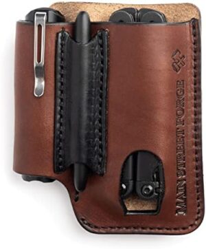 Made in USA Leather EDC Pouch | Leather Multitool Sheath/Holster for Men | Belt Clip/Pocket Organizer for Leatherman, Gerber & SOG Multitools | Knife/Multi Tool & Flashlight & Pen Holder