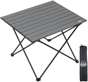 Portable Folding Camping Table, Large Compact Aluminum Beach Picnic Table, Lightweight Collapsible Outdoor Camp Tables That Folds & Rolls Up, Beach Gear Essentials Camp Accessories, Grey