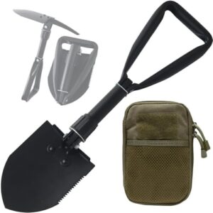 Compact Shovel with Pick and Hoe, Ideal as Camp Shovel or Backpacking Shovel, High Strength E Tool and Foldable Shovel with Multipurpose Tactical Bag(ACU Bag)