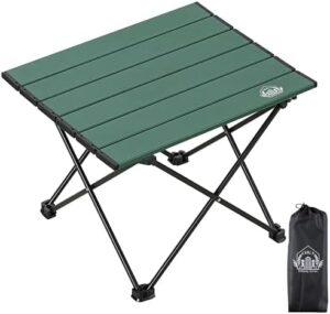 Portable Folding Camping Table, Small Compact Aluminum Beach Picnic Table, Lightweight Collapsible Outdoor Camp Tables That Folds & Rolls Up, Beach Gear Essentials Camp Accessories, Sylvan Green