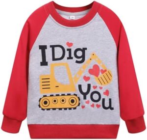 Akyzic Boys Sweatshirts Cotton Long Sleeve Crewneck Pullover Toddler Kids Winter Warm Shirt Sweater Tops 3t-8t