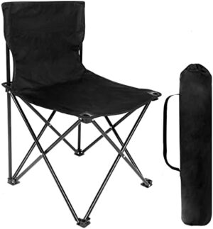 YSSOA Portable Folding Camping Chair with Carry Bag for Adults, Collapsible Anti-Slip Padded Oxford Cloth Stool for Beach, Hiking, Fishing, Gardening, Picnic Color: Black, Size: Large