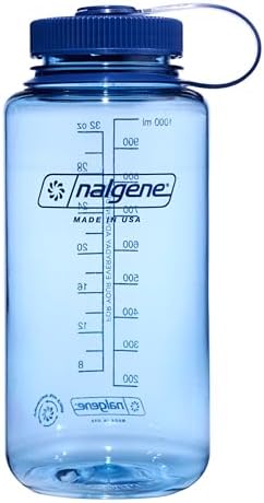 Nalgene Water Bottle - Lightweight Sustain Tritan BPA-Free Shatterproof Bottle for Backpacking, Hiking, Gym, 32 OZ, Wide Mouth, Baby Blue