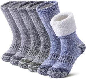 FNOVCO Kids Merino Wool Socks Boys Winter Warm Thick Thermal Cushion Hiking Socks 3 Pairs