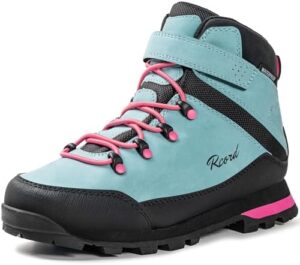 R CORD Kids Hiking Boots Waterproof Girls Hiking Boots Durable TPR Traction Kids Hiking Shoes Outsole Boys Hiking Boots Anti-Skid Athletic Hook and Loop Closure