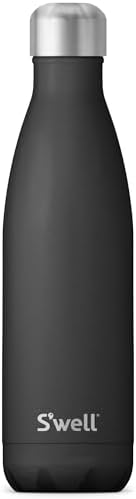 S'well Stainless Steel Water Bottle, 17oz, Onyx, Triple Layered Vacuum-Insulated Containers Keeps Drinks Cold for 36 Hours and Hot for 18, BPA Free, Perfect for On the Go