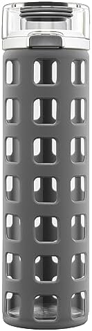 Ello Syndicate 20oz Reusable Glass Water Bottle with One-Touch Leak Proof Flip Lid and Protective Non-Slip Silicone Sleeve and Carry Loop for Coffee, Tea and Water, BPA-free Dishwasher Safe