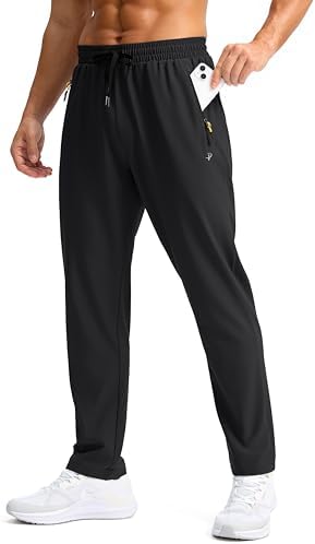 Pudolla Men's Lightweight Hiking Pants Quick-Dry Breathable Outdoor Sweatpants with Zipper Pockets for Casual Travel Athletic