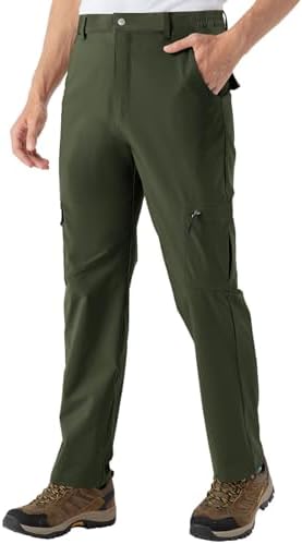 Rdruko Men's Hiking Pants Lightweight Quick Dry Water Resistant Outdoor Travel Work Fishing Pants 6 Pockets