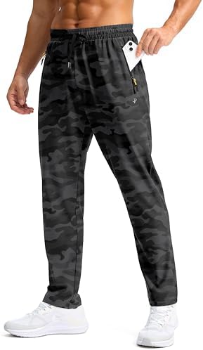 Pudolla Men's Lightweight Hiking Pants Quick-Dry Breathable Outdoor Sweatpants with Zipper Pockets for Casual Travel Athletic