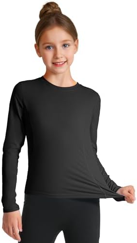 HASMES Girls Long Sleeve Athletic Shirts Active Quick Dry Lightweight Clothes Kids Teens Sports Tees Yoga Basic Tops