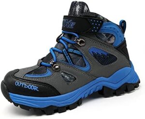 JMFCHI Kids Hiking Boots Boys Girls Outdoor Walking Climbing Sneaker Comfortable Non-slip Snow Shoes Hiker Boot Antiskid Steel Buckle Sole