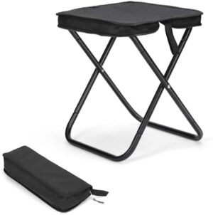 Camping Stool, Portable Folding Stool, Aluminum Ultralight Backpacking Stool Suitable for Outdoor Gardening and Beach Hiking Fishing (Black, 13.4 High)