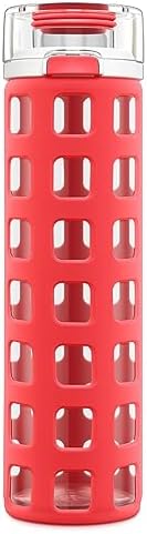 Ello Syndicate 20oz Reusable Glass Water Bottle with One-Touch Leak Proof Flip Lid and Protective Non-Slip Silicone Sleeve and Carry Loop for Coffee, Tea and Water, BPA-free Dishwasher Safe