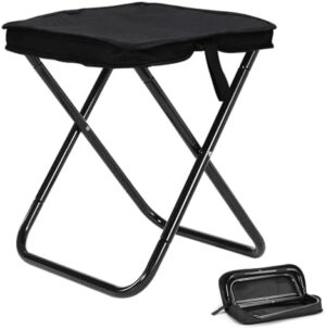 Camping Stool, 16" Foldable Stool, Lightweight Aluminum Alloy Frame with Thicked Cushion- Integrated Storage Bag in Stool Top for Ultimate Convenience