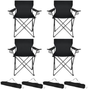 HaSteeL Camping Chairs 4 Pack, Oversized Folding Chair with Cup Holders for Adults, Portable Chair & Carry Bag for Outdoor Backyard, Beach, Lawn, Patio, Picnic, Fishing, Oxford Fabric & Heavy Duty