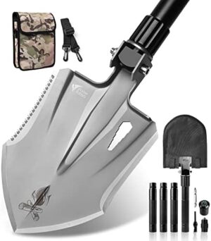 Zune Lotoo Tactical Shovel Survival Multitool, Military Portable Folding Camping Shovel Compact Camping Gear for Men Outdoor Survivalist Gift Hiking Backpack Emergency Offroad Entrenching Tool Spade