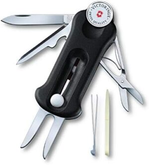 Victorinox 0.7052.3 Golf Tool, Black, Golf Fork, Ball Marker with Marker, Repair Tool, Equipped with Removable Ball Marker, Swiss Sports Tool with 10 Functions