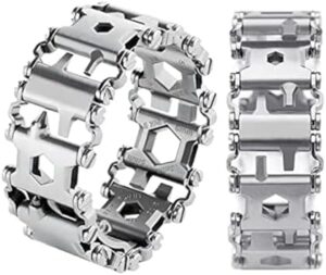 Multitool Bracelet Tools Bracelet, 29 in 1 Tools Stainless Steel Multifunctional Bracelet, Travel Friendly, Multitool Survival Bracelet Suitable for Sailing Travel Camping Hiking - Silver