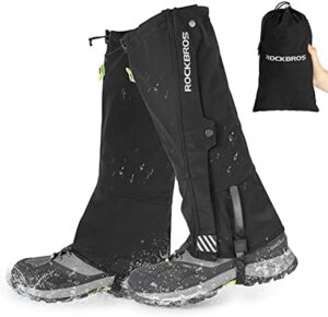 ROCKBROS Snow Boot Leg Gaiters for Hiking Waterproof Leg Gaiter for Skiing Walking Snow Boot Gaiters Tear Resistant Adjustable Gaiters