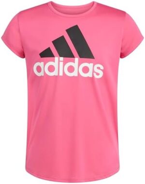 adidas Girls' Short Sleeve Cotton Scoop Neck Tee T-Shirt