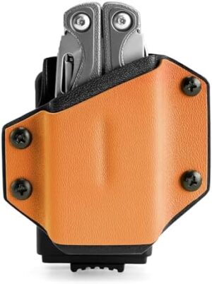 TACTICAL GEEK TX1 Multi-Tool Sheath, EDC Multi Tool Sheath Holder Holster, Adjustable Sheath with Back Clip for Belt, Multi-Tool not Included (Orange)