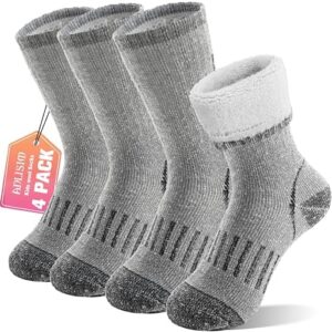 Anlisim Kids Merino Wool Hiking Socks Boys Girls Toddlers Thermal Winter Warm Boot Thick Cushion Snowboarding Socks