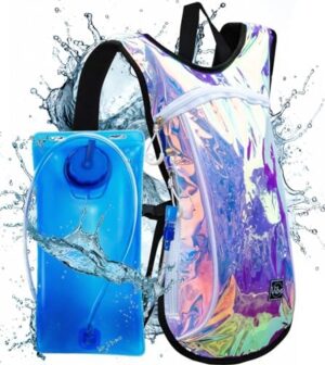 Vibe Festival Gear Hydration Pack Backpack with 2L Water Bladder for Women, Men, Teens, Kids - Hydropack Hydro Sports, Outdoor, Running, Camping, Hiking, Festivals, Raves